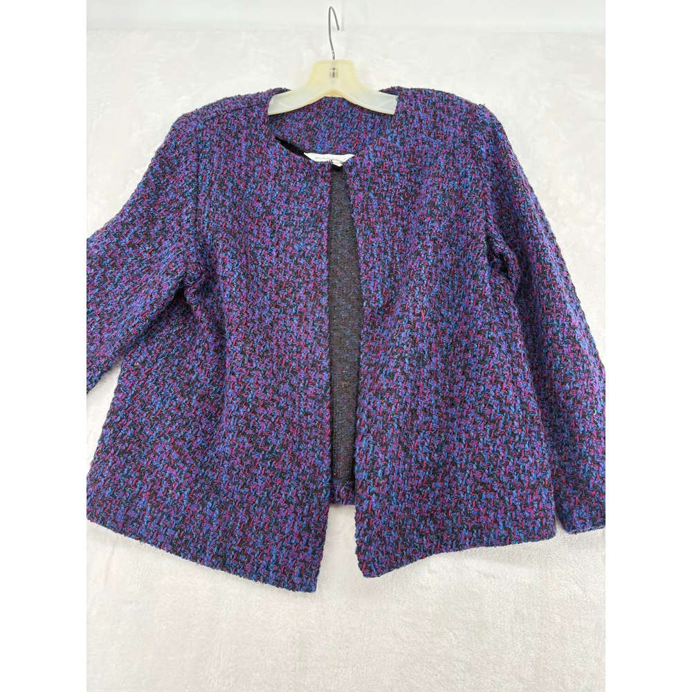 Elisabeth Williams Jacket Womens OS Jacket‎ Purple Textured Knit Open Front